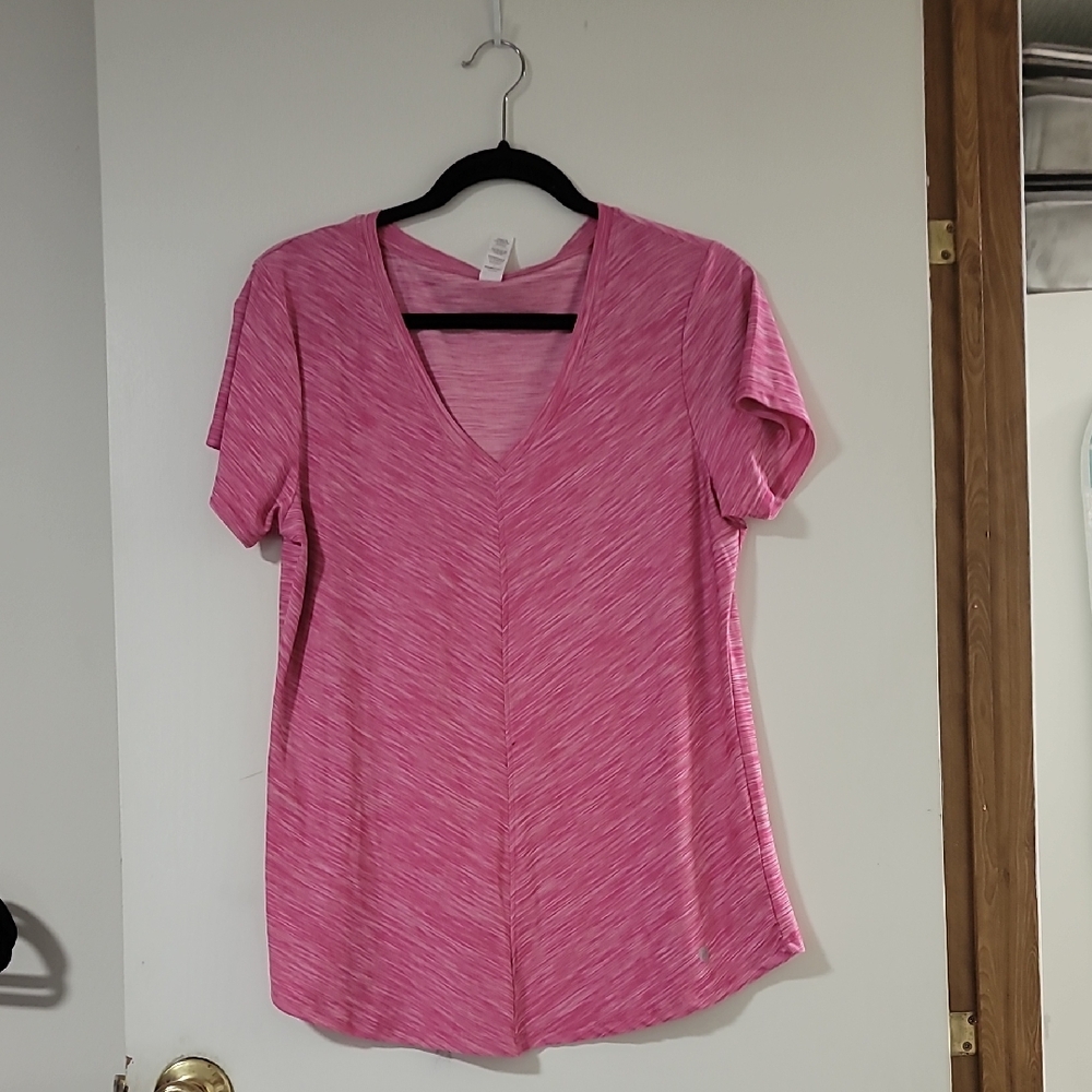 Bally Heathered Pink V-Neck Short Sleeve Tee